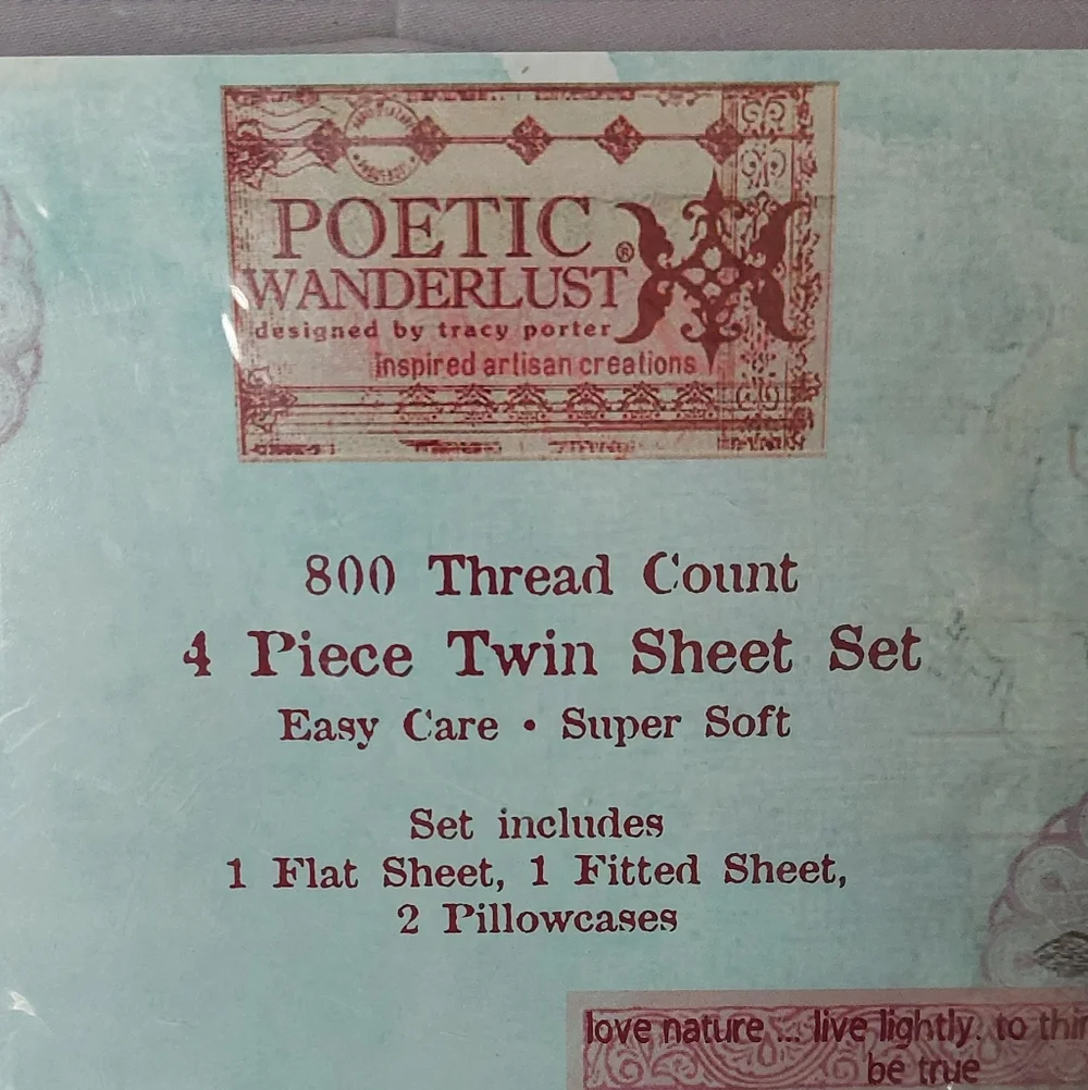 Poetic Wanderlust 800TC/ Dark Blue Twin Sheet Set~ New